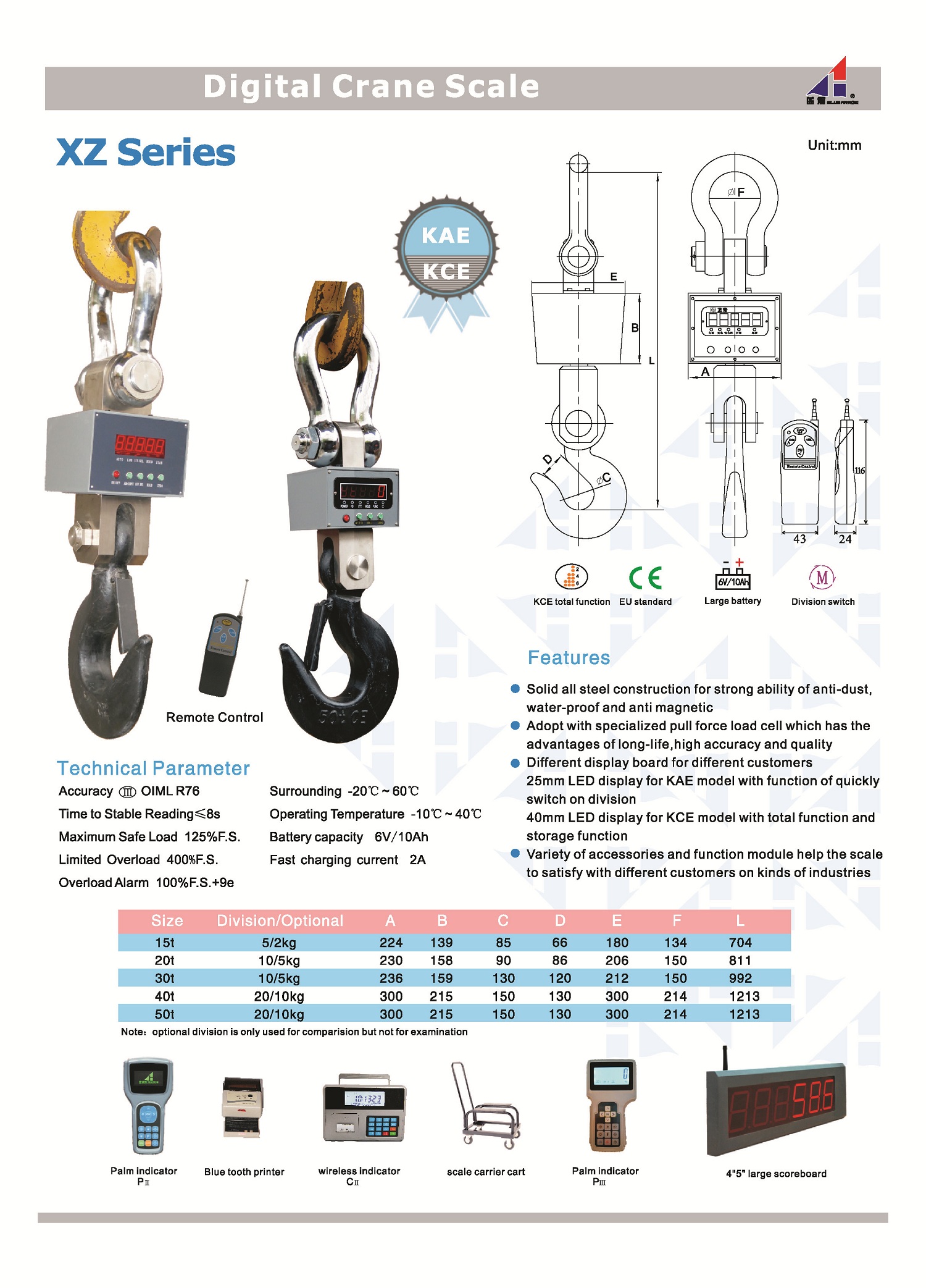 Blue Arrow Digital Crane Scales XZ-KAE